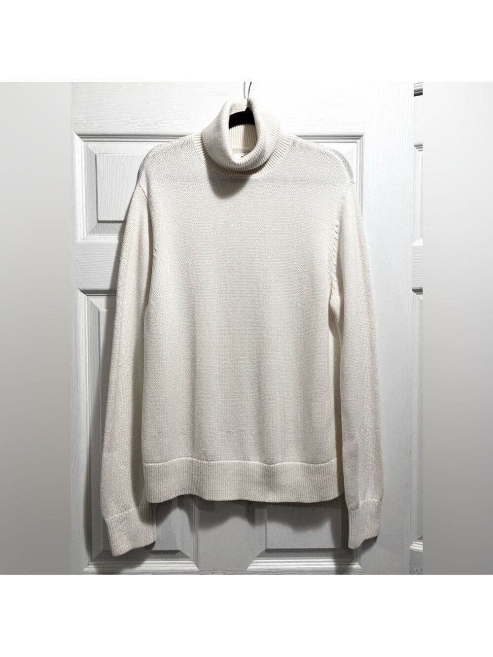 Aritzia TNA York Turtleneck Sweater Cream Cotton Blend Relaxed Fit Size Small - Picture 6 of 14